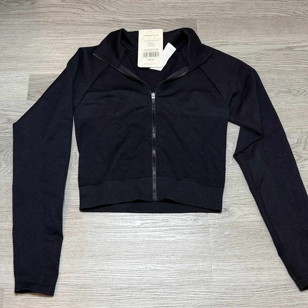 Fabletics Black Cropped Seamless Jacket - Picture 4 of 11